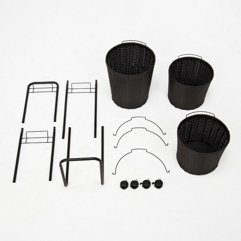 ランドリーラック バスケット かご 付 防水 ラウンド 3段 縦型 ワゴン ランドリー ラック キャスター 洗濯 スリム 収納  洗濯物 入れ 北欧 おしゃれ 96059 | ブランド登録なし | 20