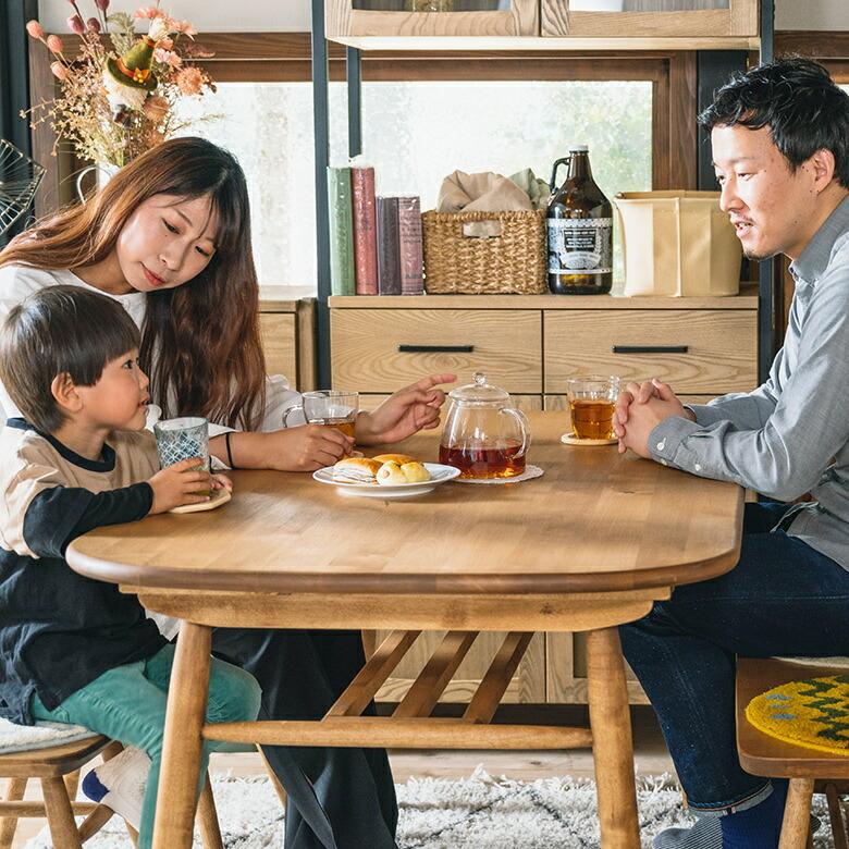 ダイニング テーブル リビング 食卓 センター 木製 幅 140cm カントリー キッチン シンプル ナチュラル ラック付 おしゃれ 角丸 北欧 家具 西海岸 96062 | 関家具 | 05