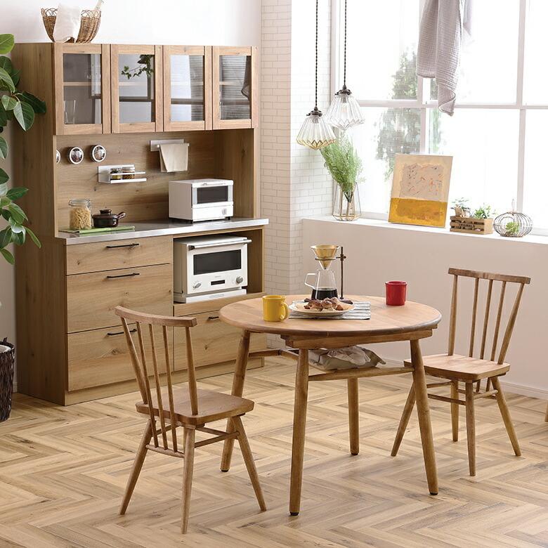 ダイニング テーブル リビング 食卓 センター 木製 円形 90cm カントリー キッチン シンプル ナチュラル ラック付 おしゃれ 角丸 北欧 家具 西海岸 96063 | 関家具 | 11