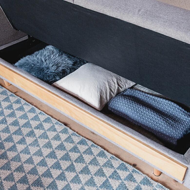 ソファ ベッド 3人掛け ロー ソファー シングル クッション 付き ファブリック 収納 ローリング式 北欧 おしゃれ モダン 家具 インテリア  西海岸 96066 | 関家具 | 13