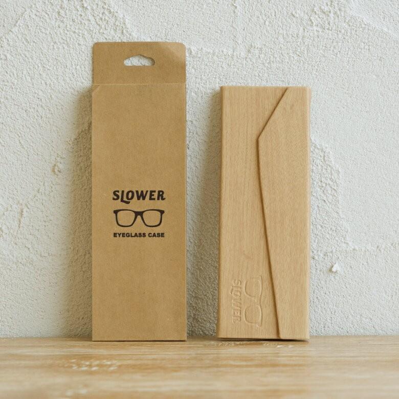 メガネケース サングラスケース SLOWER ライトブラウン スリム 眼鏡 おしゃれ 折りたたみ アイグラスケース 収納ケース めがね入れ ウッド調 97002 | ブランド登録なし | 01
