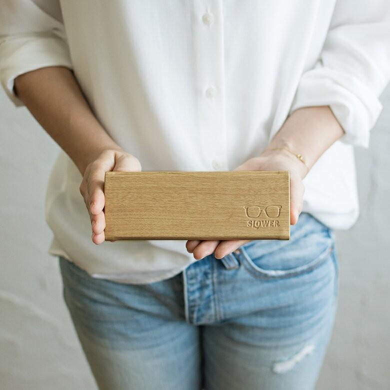 メガネケース サングラスケース SLOWER ライトブラウン スリム 眼鏡 おしゃれ 折りたたみ アイグラスケース 収納ケース めがね入れ ウッド調 97002 | ブランド登録なし | 07