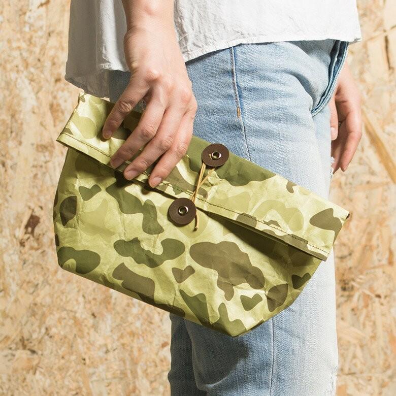 ランチバッグ 弁当 カモフラージュ柄 迷彩柄 ペーパーバッグ トラベルウォレット ポーチ 保冷 保温 おしゃれ 軽量 耐水 タイベック 紐閉じ 97008-cm | ブランド登録なし | 09