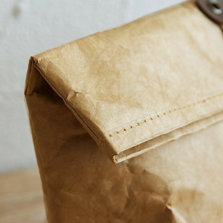 ランチバッグ 弁当 ブラウン グレー ペーパーバッグ トラベルウォレット ポーチ 保冷 保温 おしゃれ 軽量 耐水 タイベック 紐閉じ 97008 | ブランド登録なし | 04