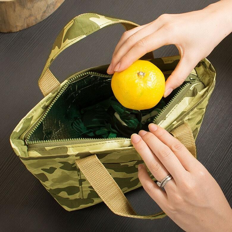 ランチトートバッグ 弁当 カモフラージュ柄 迷彩柄 ペーパーバッグ バッグ 保冷 保温 おしゃれ 軽量 耐水 タイベック 大容量 お弁当箱入れ 97009-cm | ブランド登録なし | 01