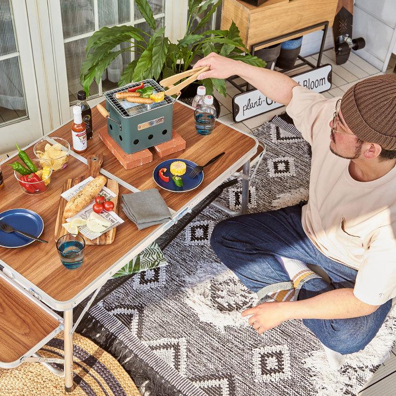 バーベキュー コンロ ストーブ W28.5cm D15cm H15.5cm スチール アウトドア コンパクト ミニ ポータブル 手入れ 簡単 木炭 ソロ キャンプ おしゃれ SLOWER 97016 |  | 15