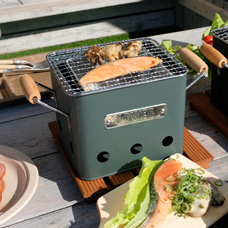 バーベキュー コンロ ストーブ W28.5cm D15cm H15.5cm スチール アウトドア コンパクト ミニ ポータブル 手入れ 簡単 木炭 ソロ キャンプ おしゃれ SLOWER 97016 |  | 16