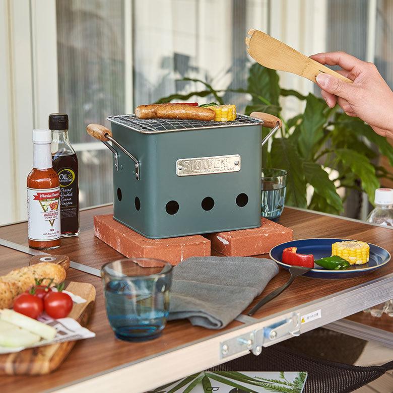 バーベキュー コンロ ストーブ W28.5cm D15cm H15.5cm スチール