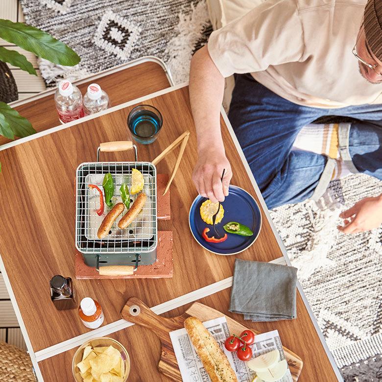 バーベキュー コンロ ストーブ W28.5cm D15cm H15.5cm スチール アウトドア コンパクト ミニ ポータブル 手入れ 簡単 木炭 ソロ キャンプ おしゃれ SLOWER 97016 |  | 04