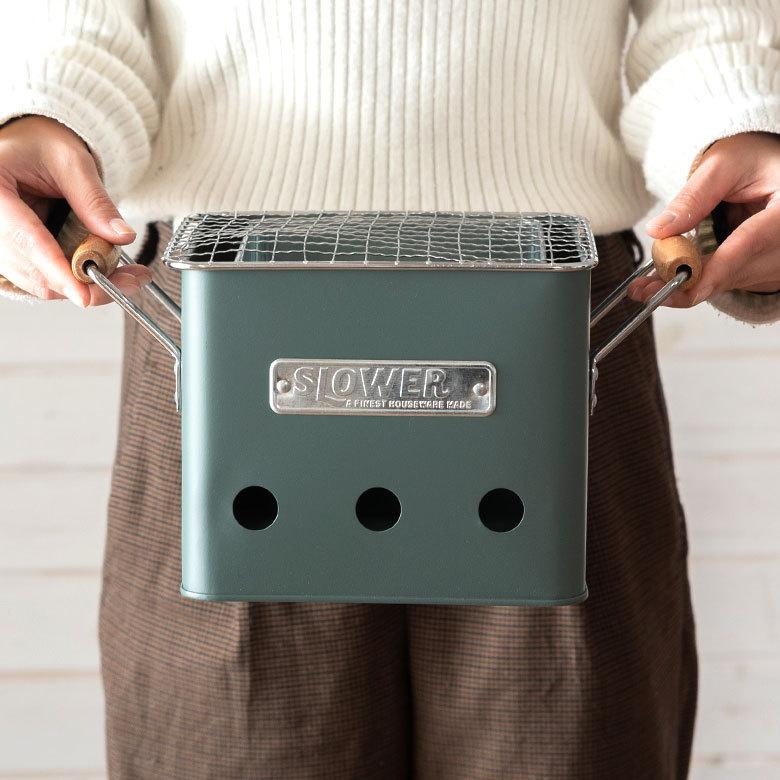 バーベキュー コンロ ストーブ W28.5cm D15cm H15.5cm スチール アウトドア コンパクト ミニ ポータブル 手入れ 簡単 木炭 ソロ キャンプ おしゃれ SLOWER 97016 |  | 06