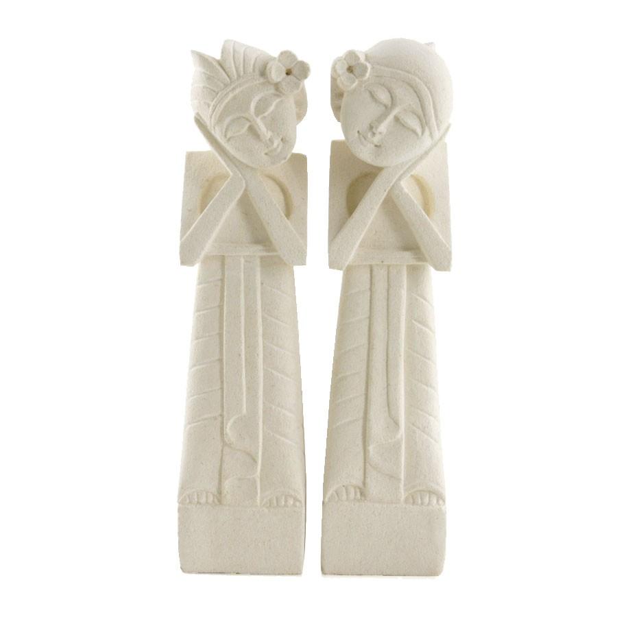 置物 オブジェ バリニーズカップル 石像 2体セット バリ雑貨 アジアン 玄関 インテリア 彫刻 9738 | ブランド登録なし | 10