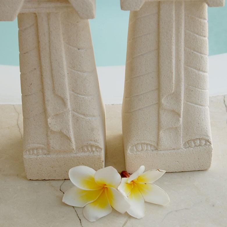 置物 オブジェ バリニーズカップル 石像 2体セット バリ雑貨 アジアン 玄関 インテリア 彫刻 9738 | ブランド登録なし | 05