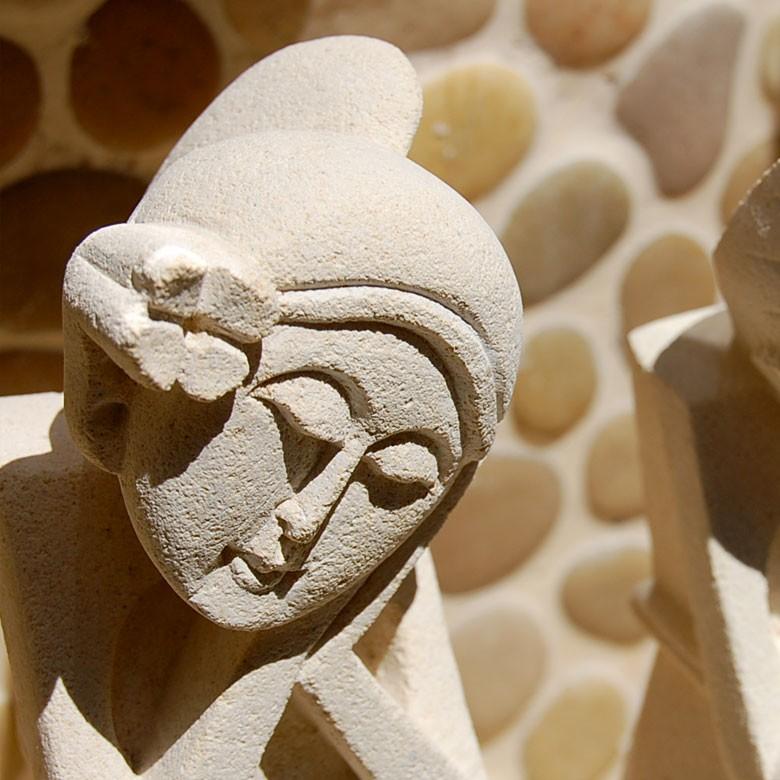 置物 オブジェ バリニーズカップル 石像 2体セット バリ雑貨 アジアン 玄関 インテリア 彫刻 9738 | ブランド登録なし | 07