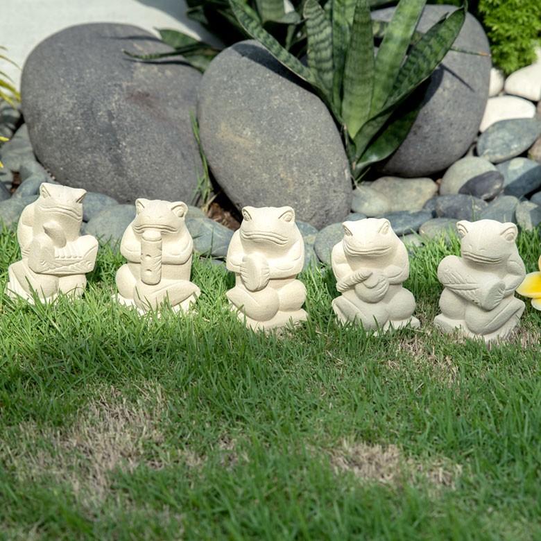 置物 オブジェ カエル ガムラン隊 カジャール お祈り 縁起物 幸運 石造 玄関 人形 バリ雑貨 アジアン 祭事 可愛い 9741 | ブランド登録なし | 13