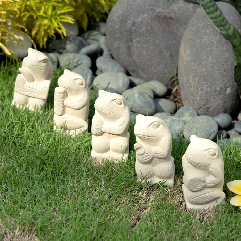 置物 オブジェ カエル ガムラン隊 ウガル お祈り 縁起物 幸運 石造 玄関 人形 バリ雑貨 アジアン 祭事 可愛い 9743 | ブランド登録なし | 10