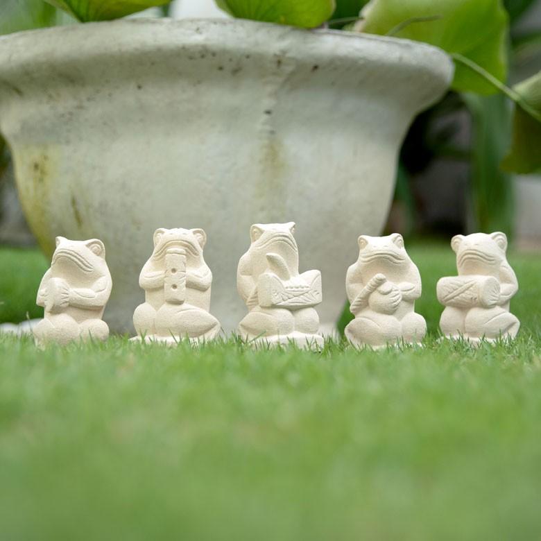 置物 オブジェ カエル ガムラン隊 クンダン お祈り 縁起物 幸運 石造 玄関 人形 バリ雑貨 アジアン 祭事 可愛い 9744 | ブランド登録なし | 01