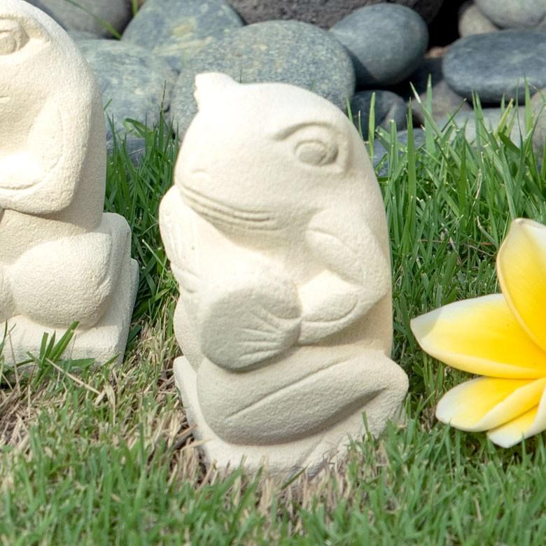 置物 オブジェ カエル ガムラン隊 クンダン お祈り 縁起物 幸運 石造 玄関 人形 バリ雑貨 アジアン 祭事 可愛い 9744 | ブランド登録なし | 03