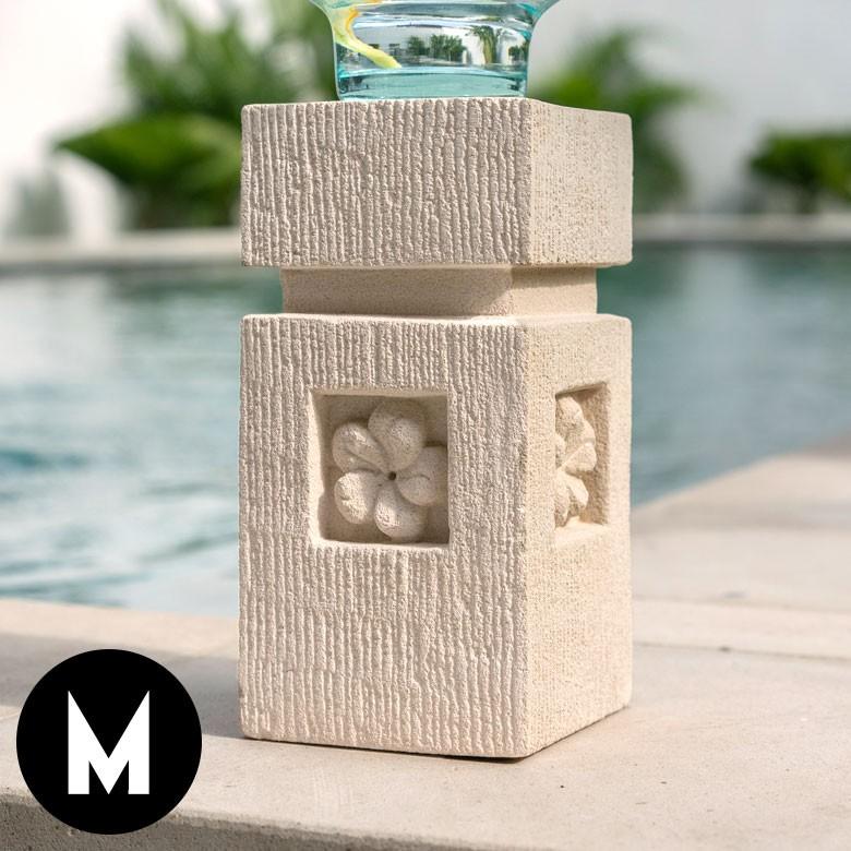 石柱 石造 オブジェ 置物 アジアン ばり パラス石 M アジア雑貨 バリ雑貨 エステ スパ リゾート プルメリア 9752 | ブランド登録なし