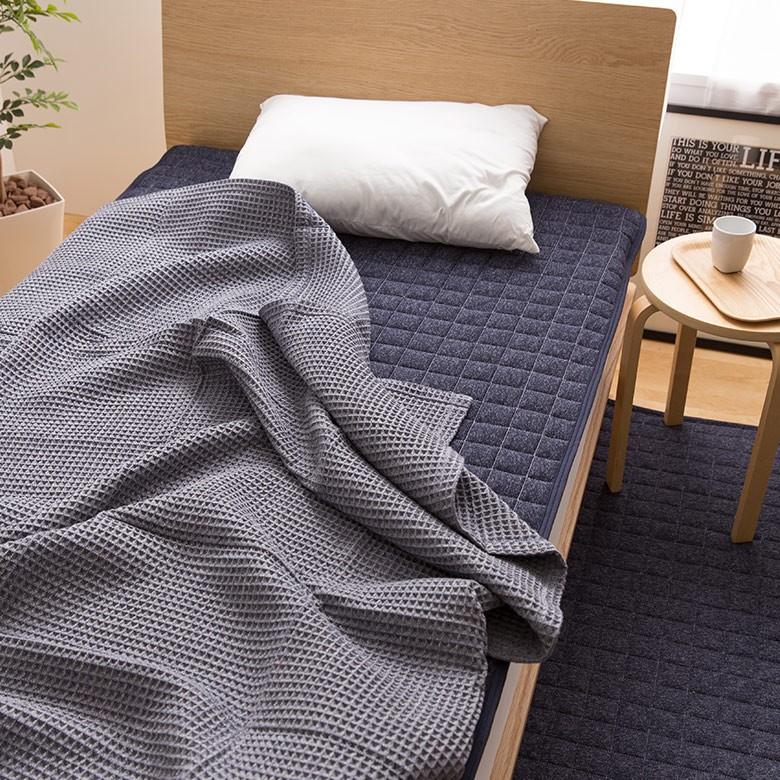 敷きパッド シングル 綿 スウェット生地 シーツ ベッド用  洗濯可 丸洗い おしゃれ ブルー 98100 | ブランド登録なし | 05