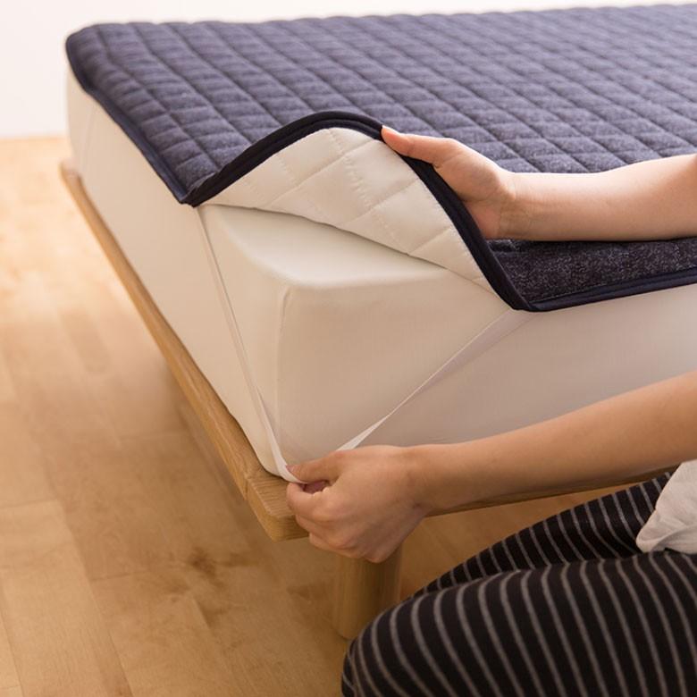 敷きパッド シングル 綿 スウェット生地 シーツ ベッド用  洗濯可 丸洗い おしゃれ ブルー 98100 | ブランド登録なし | 06
