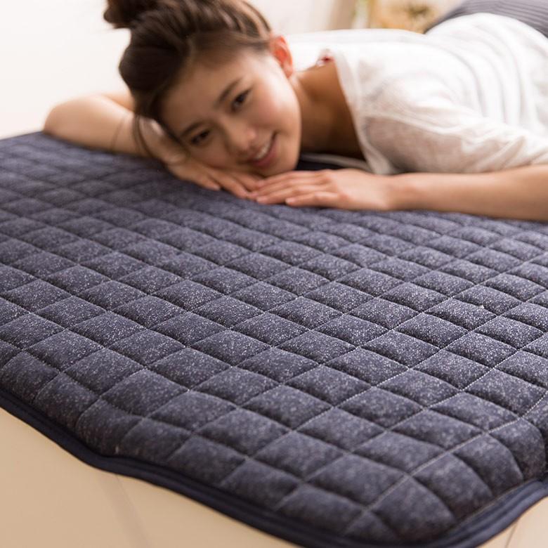 敷きパッド セミダブル 綿 スウェット生地 シーツ ベッド用  洗濯可 丸洗い おしゃれ ブルー グレー 98101 | ブランド登録なし | 05