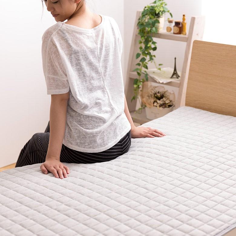 敷きパッド セミダブル 綿 スウェット生地 シーツ ベッド用  洗濯可 丸洗い おしゃれ ブルー グレー 98101 | ブランド登録なし | 06