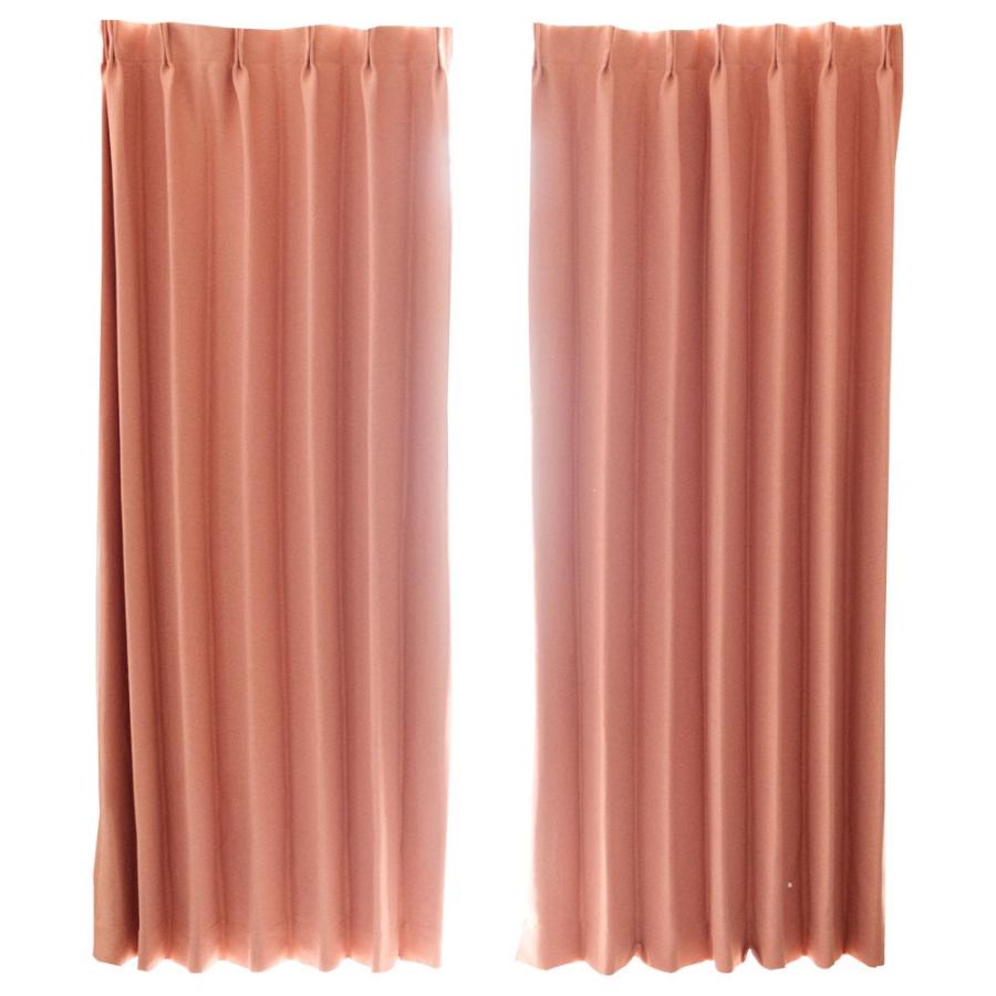 カーテン 遮光 2級 無地 2枚組 幅100×丈200cm 2枚セット 形状記憶加工 安い ウォッシャブル 洗える 両開き 無地 オレンジ ピンクベージュ 98200 | ブランド登録なし | 14