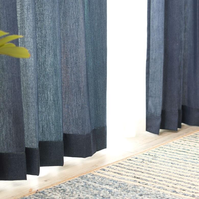 カーテン ウォッシャブル 無地 デニム調 アジャスター付き 2枚セット 幅約100×200cm 日本製 洗える おしゃれ 98203 | ブランド登録なし | 07