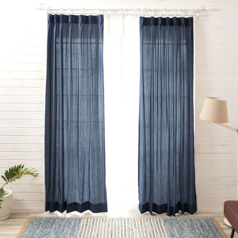 カーテン ウォッシャブル 無地 デニム調 アジャスター付き 2枚セット 幅約100×200cm 日本製 洗える おしゃれ 98203 | ブランド登録なし | 10