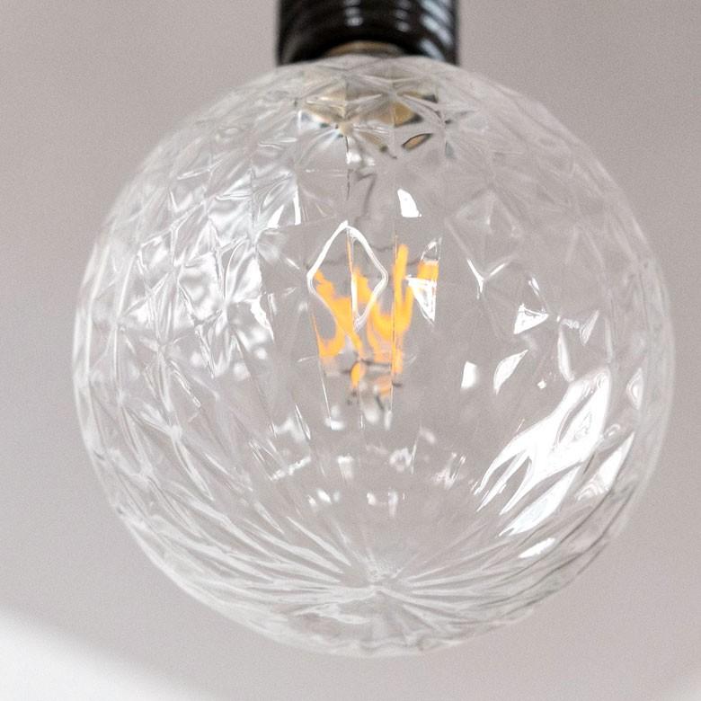 LED電球 E26口金 暖色系 エジソン電球 クリア レトロランプ 照明 裸電球 直径12.5cm ライト クラックガラス調 ダイアモンドカット調 照明器具 98410 | ブランド登録なし | 10