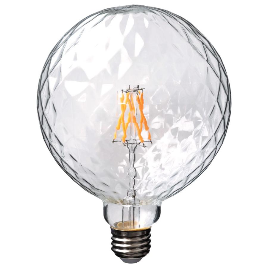 LED電球 E26口金 暖色系 エジソン電球 クリア レトロランプ 照明 裸電球 直径12.5cm ライト クラックガラス調 ダイアモンドカット調 照明器具 98410 | ブランド登録なし | 12