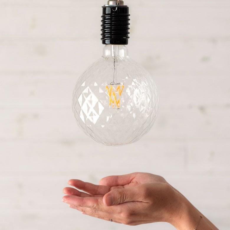 LED電球 E26口金 暖色系 エジソン電球 クリア レトロランプ 照明 裸電球 直径12.5cm ライト クラックガラス調 ダイアモンドカット調 照明器具 98410 | ブランド登録なし | 07