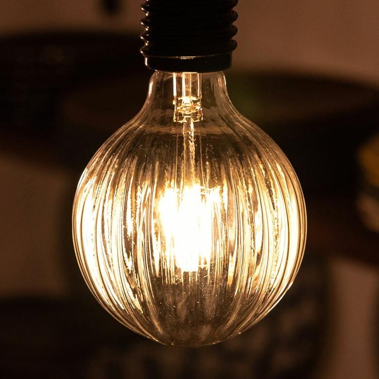 LED電球 E26口金 暖色系 エジソン電球 クリア レトロランプ 照明 裸電球 直径10.1cm ライト 縦筋デザイン 98411 | ブランド登録なし | 11