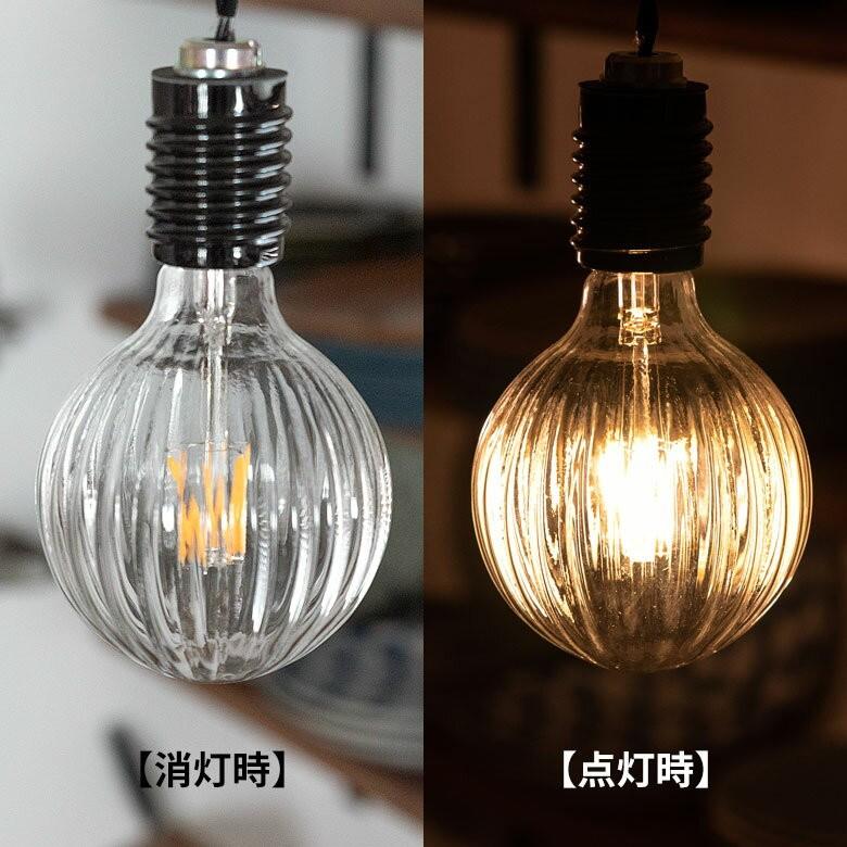 LED電球 E26口金 暖色系 エジソン電球 クリア レトロランプ 照明 裸電球 直径10.1cm ライト 縦筋デザイン 98411 | ブランド登録なし | 02