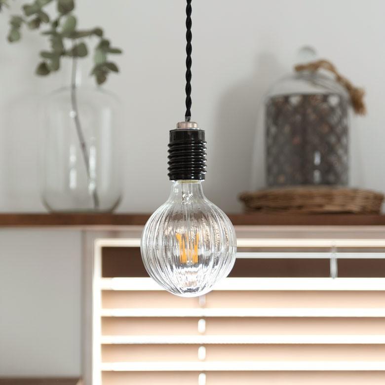 LED電球 E26口金 暖色系 エジソン電球 クリア レトロランプ 照明 裸電球 直径10.1cm ライト 縦筋デザイン 98411 | ブランド登録なし | 04