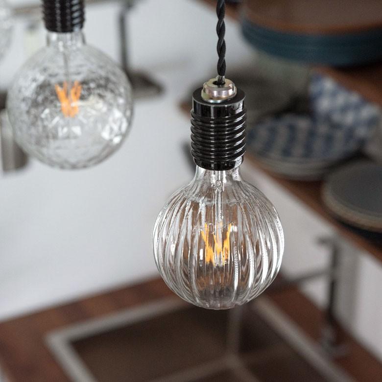 LED電球 E26口金 暖色系 エジソン電球 クリア レトロランプ 照明 裸電球 直径10.1cm ライト 縦筋デザイン 98411 | ブランド登録なし | 06