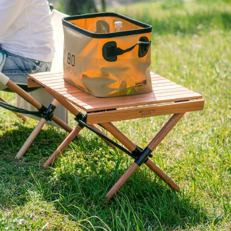 ガーデンテーブル テーブル 天然木製 軽量 幅60cm 高さ40cm 折り畳み キャンプ アウトドア 折りたたみ フォールディングテーブル レジャーテーブル 98601 | ブランド登録なし | 05