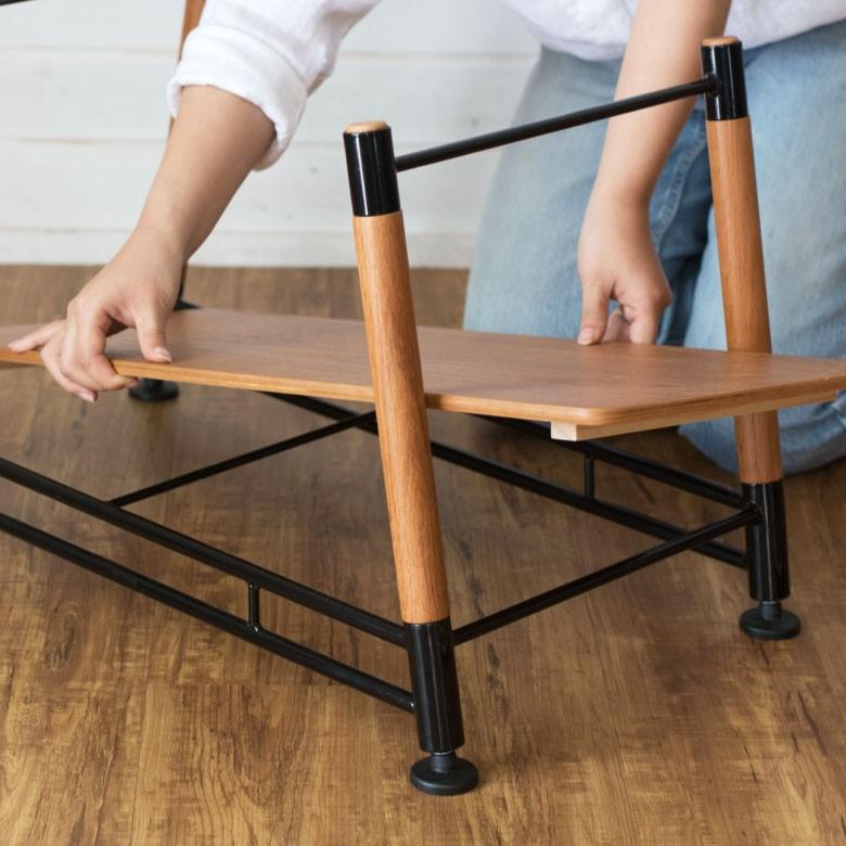 ラック オープンラック キャンプラック 木製 2段 幅70cm 奥行38cm 高さ