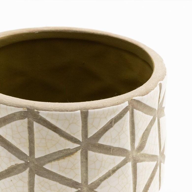 植木鉢 鉢カバー プランターカバー 直径13.5cm 陶器 入れ物 テラコッタ ポット ミニ ガーデン雑貨 インテリア ブラウン ホワイト グレー 98911 | ブランド登録なし | 01