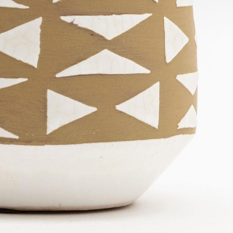 植木鉢 鉢カバー プランターカバー 直径13.5cm 陶器 入れ物 テラコッタ ポット ミニ ガーデン雑貨 インテリア ブラウン ホワイト グレー 98911 | ブランド登録なし | 10