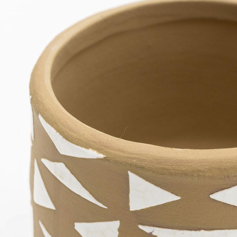植木鉢 鉢カバー プランターカバー 直径13.5cm 陶器 入れ物 テラコッタ ポット ミニ ガーデン雑貨 インテリア ブラウン ホワイト グレー 98911 | ブランド登録なし | 08