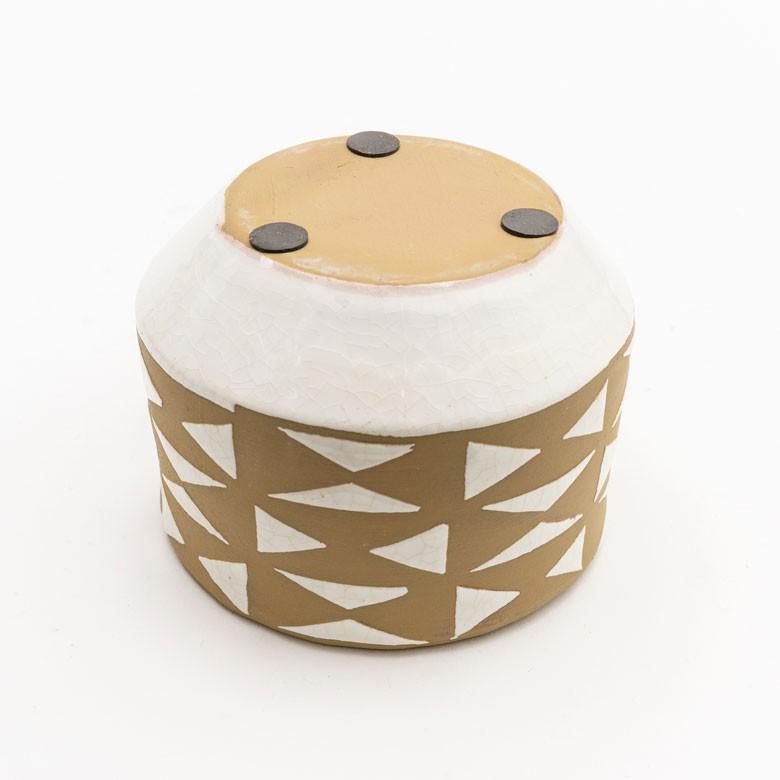 植木鉢 鉢カバー プランターカバー 直径13.5cm 陶器 入れ物 テラコッタ ポット ミニ ガーデン雑貨 インテリア ブラウン ホワイト グレー 98911 | ブランド登録なし | 09