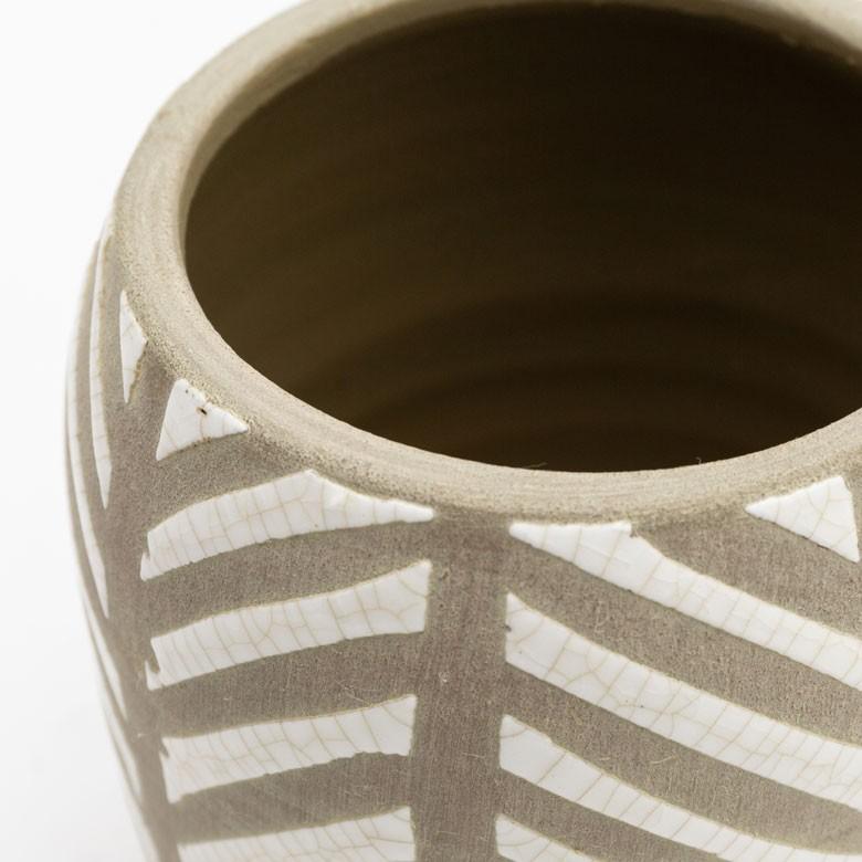 プランターカバー 鉢カバー 直径約10.5cm 陶器 テラコッタ 幾何学柄 ブラウン ホワイト ガーデンポット インテリア 98912 | ブランド登録なし | 03