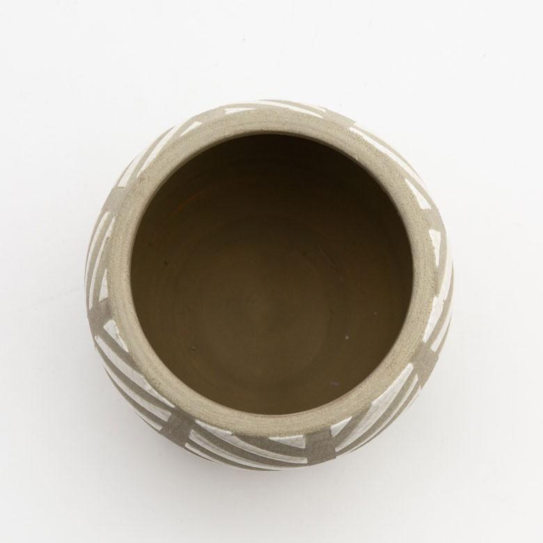 プランターカバー 鉢カバー 直径約10.5cm 陶器 テラコッタ 幾何学柄 ブラウン ホワイト ガーデンポット インテリア 98912 | ブランド登録なし | 06