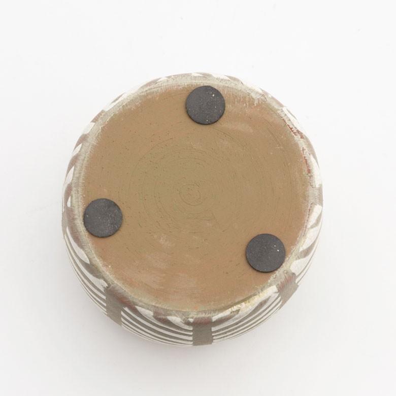 プランターカバー 鉢カバー 直径約10.5cm 陶器 テラコッタ 幾何学柄 ブラウン ホワイト ガーデンポット インテリア 98912 | ブランド登録なし | 07