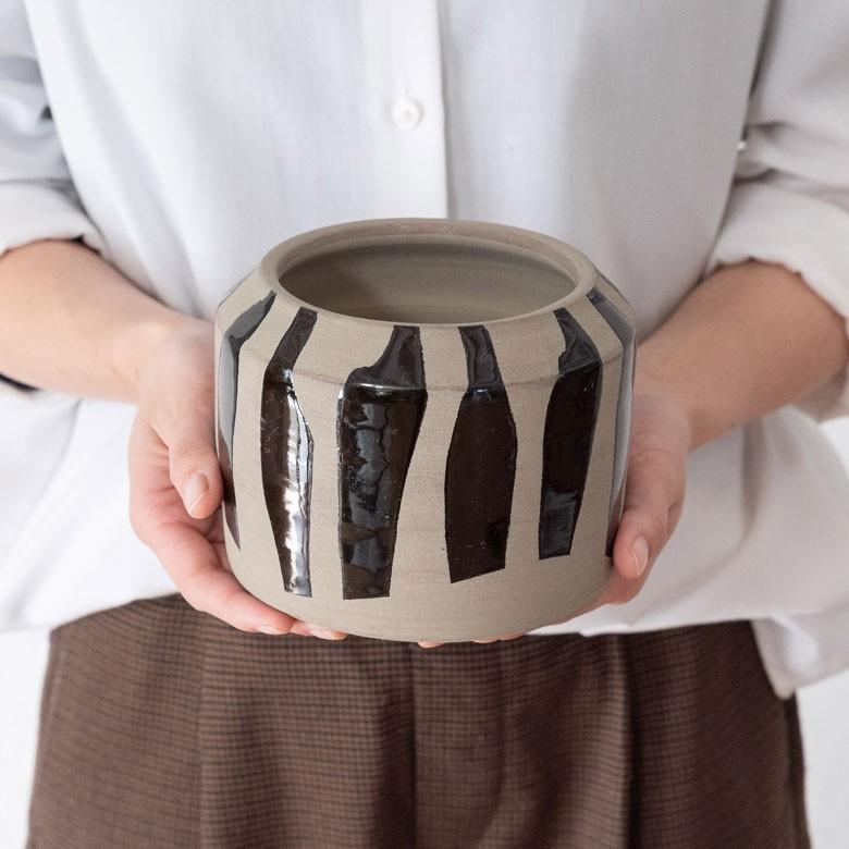 観葉植物　鉢カバー　イタリア　テラコッタ プランターカバー 鉢カバー 直径約13.5cm 陶器 テラコッタボーダー