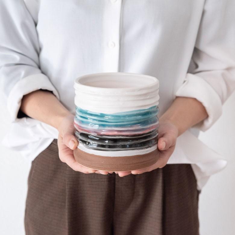 プランターカバー 鉢カバー 直径約12cm 陶器 テラコッタ カラフル ガーデンポット インテリア 98916 | ブランド登録なし | 02