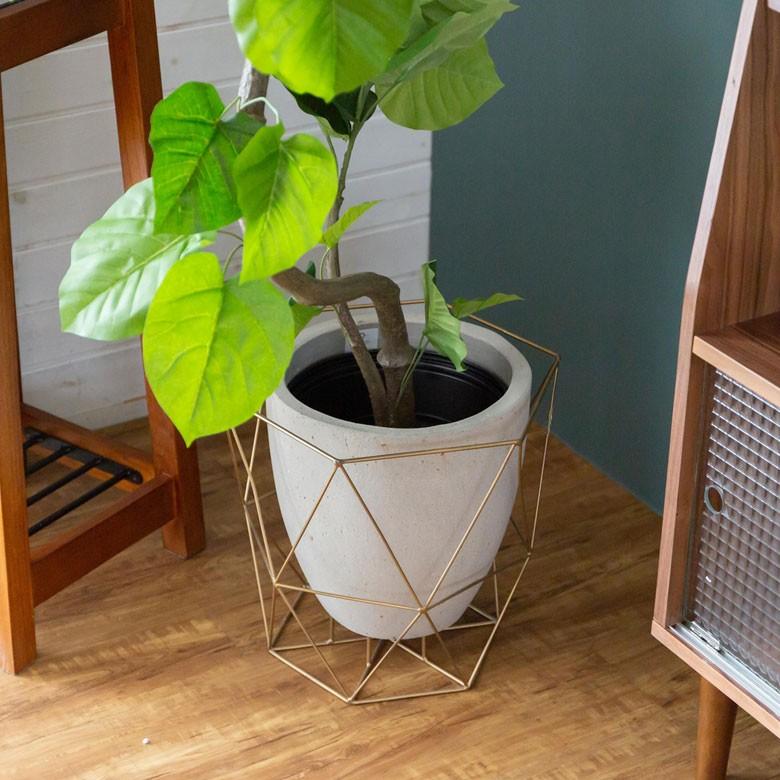 植木鉢 鉢カバープランターカバー 直径40cm セメント アイアン ポット ガーデン雑貨 インテリア ゴールド グレー 大きめ インテリア 98921 | ブランド登録なし | 02