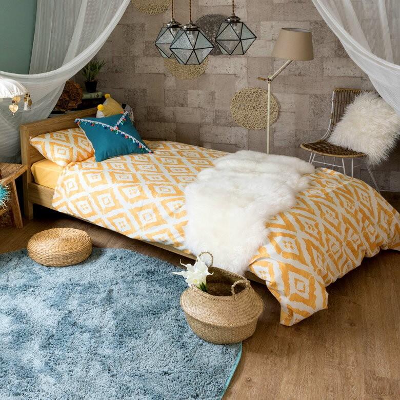 ボックスシーツ 布団カバー3点セット セミダブルベッド用 枕カバー 幾何学柄 ダイヤ柄 無地 綿 掛け布団カバー ファスナー 全周ゴム 99009 | ブランド登録なし | 03