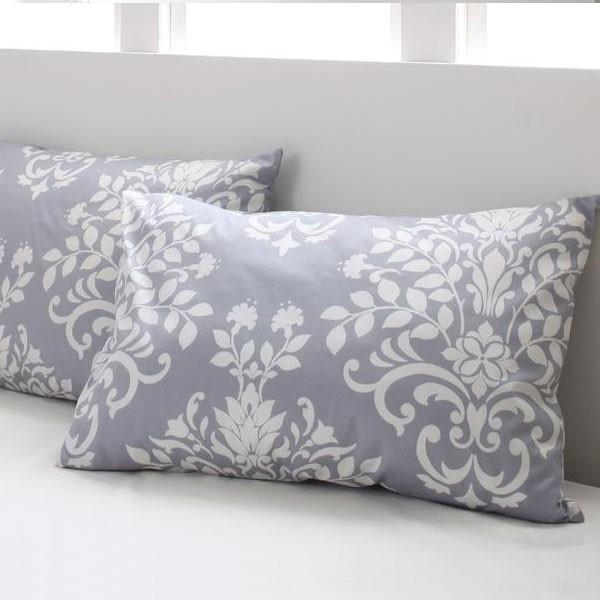ベッドカバー シングル 3点セット 掛け布団カバー ボックスシーツ 枕カバー ダマスク柄 グレー ベッドタイプ 綿100% 洗える 吸湿性 99070 | ブランド登録なし | 06